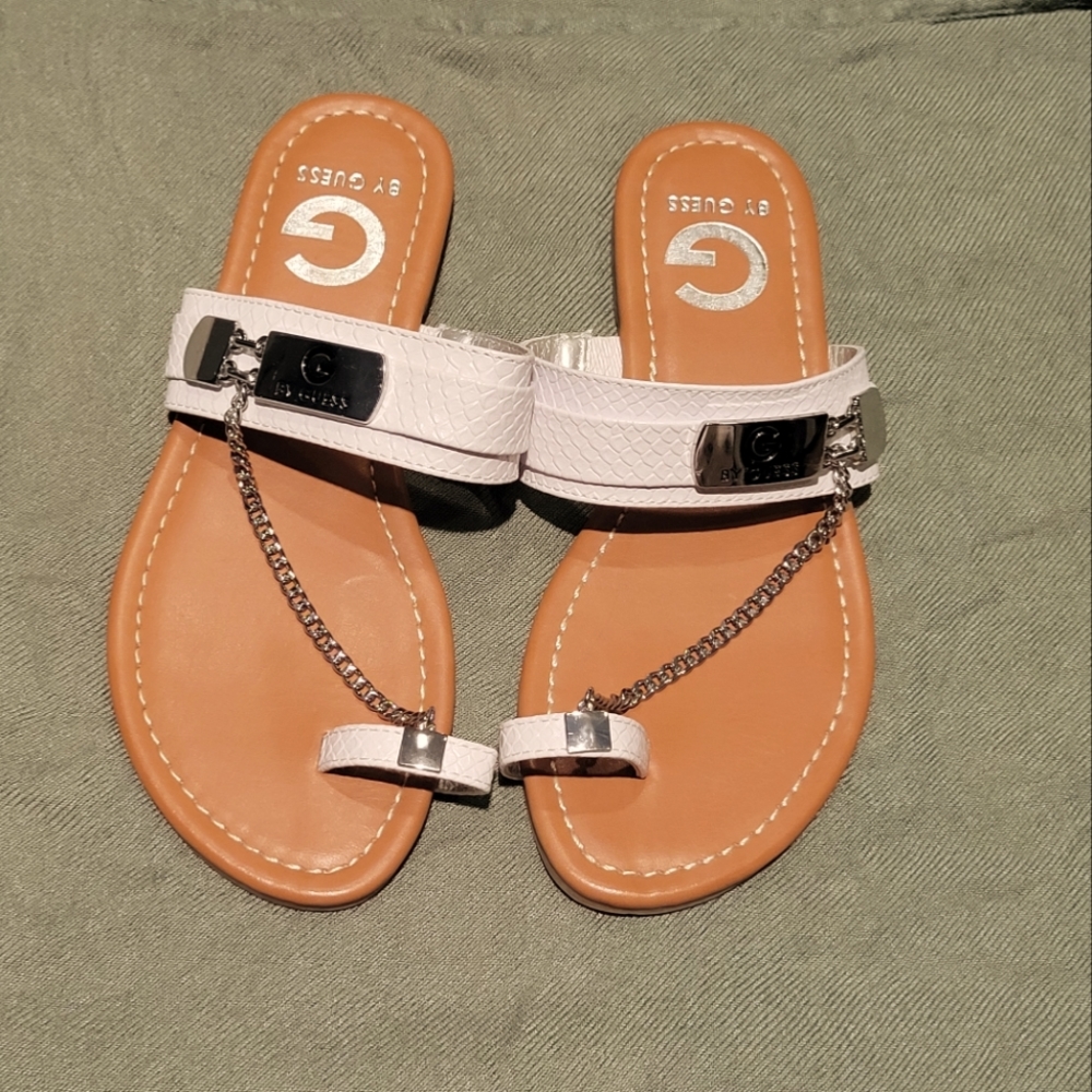 White snakeskin G by Guess sandals